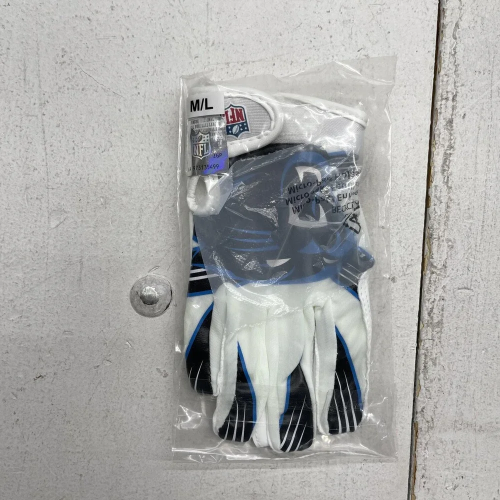 Carolina Panthers Gloves Boys Medium White NFL Football Receiver Franklin